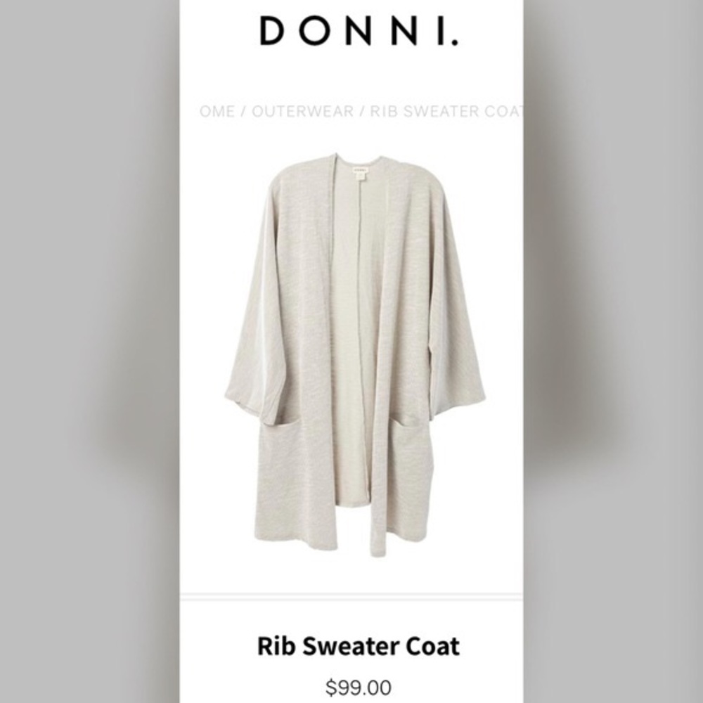 NWT DONNI. Ribbed Sweater Coat/Cardigan OSFM